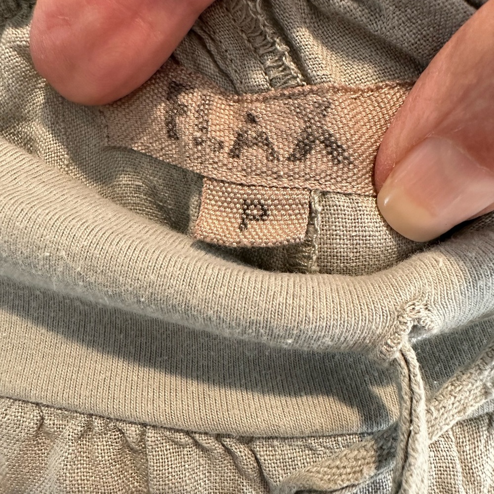 Flax pale aqua linen cropped wide leg pants - Picture 3 of 4